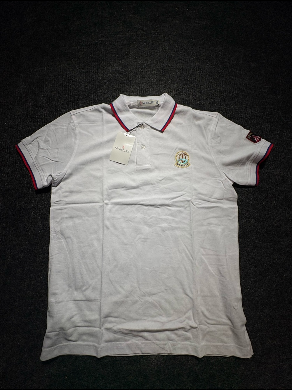Moncler Men's White Polo Shirt Size 2XL